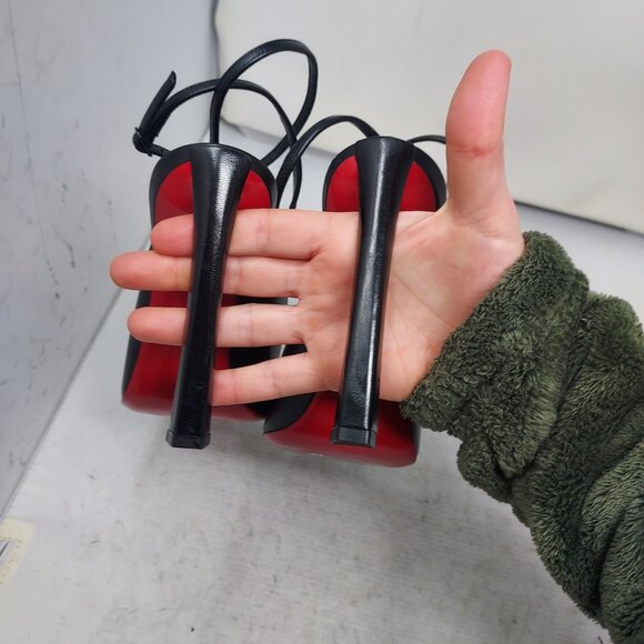 Christian Louboutin Black Strappy Condora Leather Heel Shoe - Picture 10 of 15